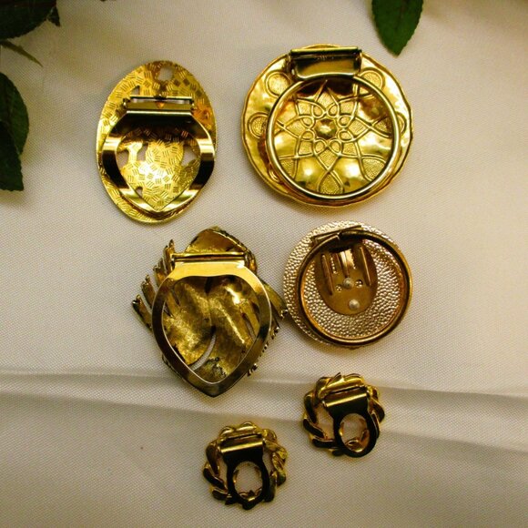 VINTAGE Gold Dress Scarf Clip Lot: Signed Germany Lieba West Germany Convertible - Picture 9 of 12